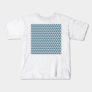 Dark Blue Geometric Triangle Pattern Abstract Minimal Design Kids T-Shirt